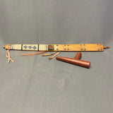 Vintage Lakota Sioux Wooden Pipe with Porcupine Quill Wrap and Carved Pipestone Bowl   (GM345)