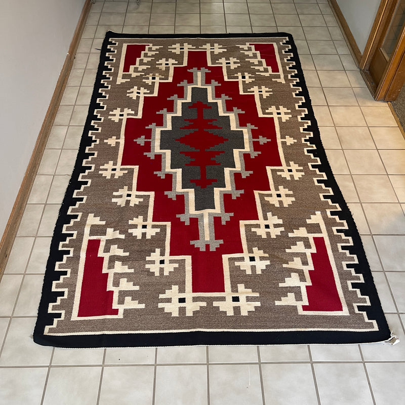 Large Navajo Rug Weaving in Ganado Style, vintage Native American Handwoven  (GM484)