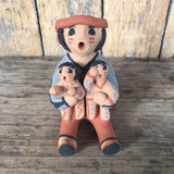 Authentic Native American Clay Storyteller Sculpture with Two Children by Janeth Fragua, Jemez Pueblo  (RK205)