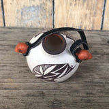 Small Acoma Pueblo Pot on Leather Strap with Kokopelli Design by Wanda Aragon  (RK200)