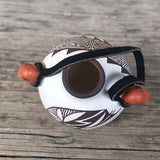 Small Acoma Pueblo Pot on Leather Strap with Kokopelli Design by Wanda Aragon  (RK200)