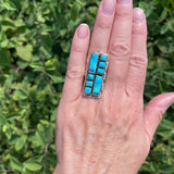 Alvina Quam, Zuni Necklace and Ring Set with Turquoise Stones in Sterling Silver, vintage  (JF152)