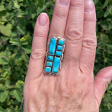 Alvina Quam, Zuni Necklace and Ring Set with Turquoise Stones in Sterling Silver, vintage  (JF152)