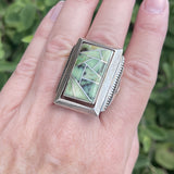 Genuine Navajo Channel Inlay Spinner Ring with Turquoise, vintage - size 9 - Rare & unique   (JF28)