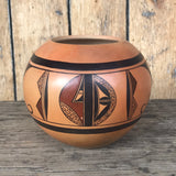 Steve Lucas, Hopi handmade and traditionally fired bowl with parrot tail design.  (RS174)
