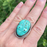 Vintage Zuni Turquoise Frog Fetish Ring, vintage Native American - size 10.5  (JF26)