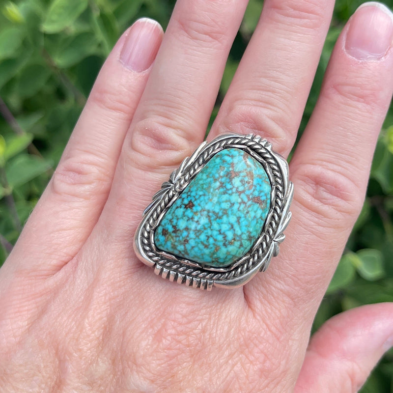 Large Navajo Turquoise and Sterling Silver Ring - size 10.5   (JF31)