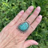 Large Navajo Turquoise and Sterling Silver Ring - size 10.5   (JF31)