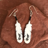 Handmade Bone Harris Hawk Dangle Earrings by Lonny Cloud, Standing Rock Lakota & Lumbee Nation 2/177