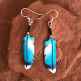 Handmade Bone Mountain Blue Bird Dangle Earrings by Lonny Cloud, Standing Rock Lakota & Lumbee Nation 2/164