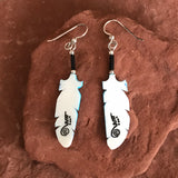 Handmade Bone Mountain Blue Bird Dangle Earrings by Lonny Cloud, Standing Rock Lakota & Lumbee Nation 2/164