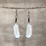 Handmade Bone Golden Eagle Plume Dangle Earrings by Lonny Cloud, Standing Rock Lakota & Lumbee Nation 2/175