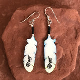 Handmade Bone Violet Ear Hummingbird Dangle Earrings by Lonny Cloud, Standing Rock Lakota & Lumbee Nation 2/166