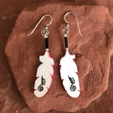 Handmade Bone Cardinal Dangle Earrings by Lonny Cloud, Standing Rock Lakota & Lumbee Nation 2/163