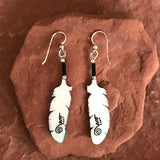 Handmade Bone Military Macaw Dangle Earrings by Lonny Cloud, Standing Rock Lakota & Lumbee Nation 2/169