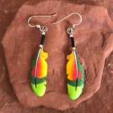 Handmade Bone Amazon Parrot Dangle Earrings by Lonny Cloud, Standing Rock Lakota & Lumbee Nation 2/176