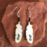 Handmade Bone Amazon Parrot Dangle Earrings by Lonny Cloud, Standing Rock Lakota & Lumbee Nation 2/176