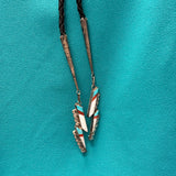 Eldred Martinez Zuni Inlay Rainbow Kachina Bolo Tie with Matching Fancy Tips and Display Stand, vintage Native American   (JF288)
