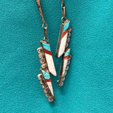 Eldred Martinez Zuni Inlay Rainbow Kachina Bolo Tie with Matching Fancy Tips and Display Stand, vintage Native American   (JF288)