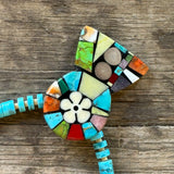 Mary Louise Tafoya, Kewa (Santo Domingo) Pueblo Multi Stone Mosaic Necklace on Turquoise 5/94