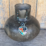 Mary Louise Tafoya, Kewa (Santo Domingo) Pueblo Multi Stone Mosaic Necklace on Shell (5/92)