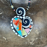 Mary Louise Tafoya, Kewa (Santo Domingo) Pueblo Multi Stone Mosaic Necklace on Shell (5/92)
