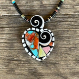 Mary Louise Tafoya, Kewa (Santo Domingo) Pueblo Multi Stone Mosaic Necklace on Shell (5/92)