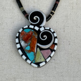 Mary Louise Tafoya, Kewa (Santo Domingo) Pueblo Multi Stone Mosaic Necklace on Shell (5/92)