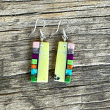 Native American Mosaic Dangle Earrings. Mary Tafoya, Kewa (Santo Domingo) Pueblo (5/95)