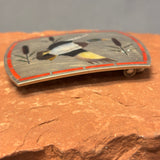 Dennis and Nancy Edaakie, Zuni Inlay Belt Buckle with Mallard Duck Design, vintage Native American   (JF61)