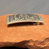 Steven Sockyma Hopi Silver Overlay Belt Buckle with Crow Mother Design  (JF132)