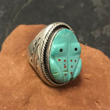 Vintage Zuni Turquoise Frog Fetish Ring, vintage Native American - size 10.5  (JF26)