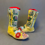 Authentic Native American Northern Rockies High-Top Beaded Moccasins, vintage - mid 1900s  (GM3)