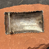 Tommy Singer Vintage Navajo Sterling Silver Overlay and Turquoise Belt Buckle, authentic Native American   (JF130)