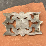Navajo Sand Cast Silver Belt Buckle with Turquoise Stone  (JF43)