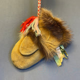 Vintage Embroidered Leather Mittens with Fur Trim, possibly Cree Native American  (GM245)