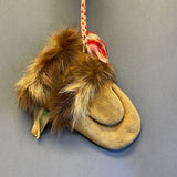 Vintage Embroidered Leather Mittens with Fur Trim, possibly Cree Native American  (GM245)