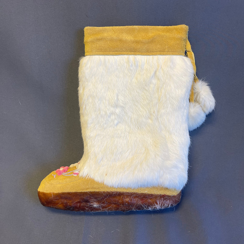 Authentic Native-Made Fur and Leather Ladies Mukluk Pair, vintage Arctic Trading Co.  (GM113)