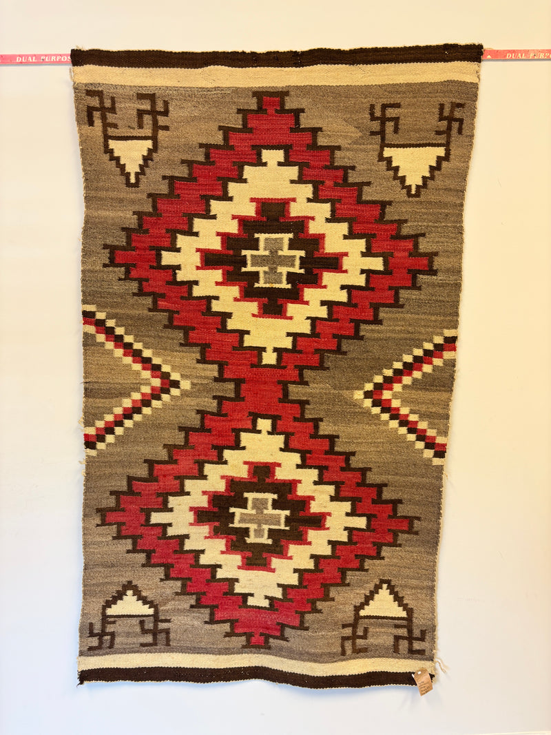 Antique Ganado Old Style Navajo Rug Weaving with Whirling Logs Pattern, pre-1940s (GM382)