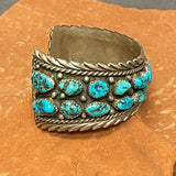 WJ Musket Vintage Navajo Sterling Silver Cuff with Turquoise Nuggets   (JF270)