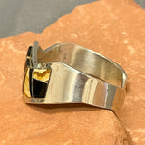 Wayne Muskett, Navajo Multi-Stone Channel Inlay Bracelet with Jet, Tiger Eye and Jasper, vintage (SS6)