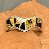 Wayne Muskett, Navajo Multi-Stone Channel Inlay Bracelet with Jet, Tiger Eye and Jasper, vintage (SS6)