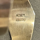 Wayne Muskett, Navajo Multi-Stone Channel Inlay Bracelet with Jet, Tiger Eye and Jasper, vintage (SS6)