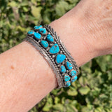WJ Musket Vintage Navajo Sterling Silver Cuff with Turquoise Nuggets   (JF270)