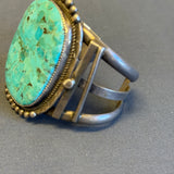 Navajo large turquoise silver cuff - split shank handmade vintage - authentic Navajo statement piece! (KD101)