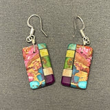 Mary Tafoya, Kewa (Santo Domingo) Pueblo, Native American Multi-Stone Mosaic Dangle Earrings   (5/234)
