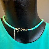 Lupe Lovato, Santo Domingo 3 strand turquoise and spiny oyster shell waterfall style necklace (4/26)