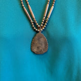 Charlton Draper, Navajo, Navajo silver and turquoise statement necklace with silver beads. JF222