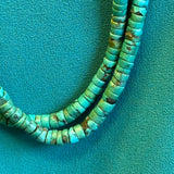 Vintage hand cut turquoise double strand beaded necklace with traditional wrap - ca. 1950s (5/67)