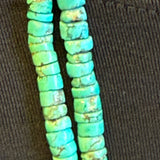 Vintage hand cut turquoise double strand beaded necklace with traditional wrap - ca. 1950s (5/67)
